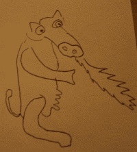 poorly drawn pic of firebreathing super cow